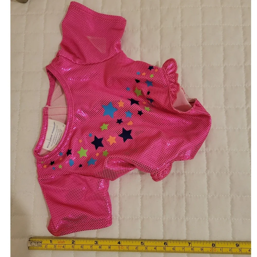 Build-A-Bear Workshop Pink Metallic Star Print Ruffle Leo Plush Stuffed Animal